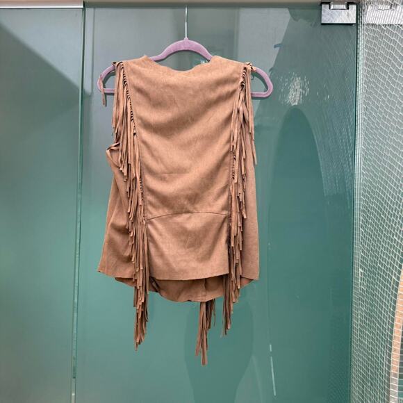 Tan western fringe zip up top - size large - Picture 7 of 7